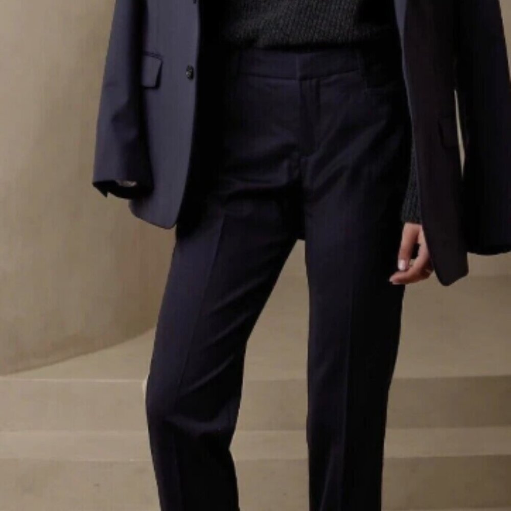 NWT Banana Republic Slim Straight Ankle Pants Flat front Italian Wool Navy Sz 20